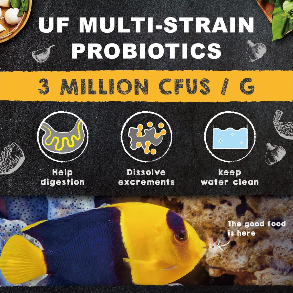 Ultra Fresh Marine Fish Food, 75% Sword Prawns + Squids, Natural Protein, Color Enhancement, for Small Saltwater Fish, Marine Shrimp Patties S 4.56oz