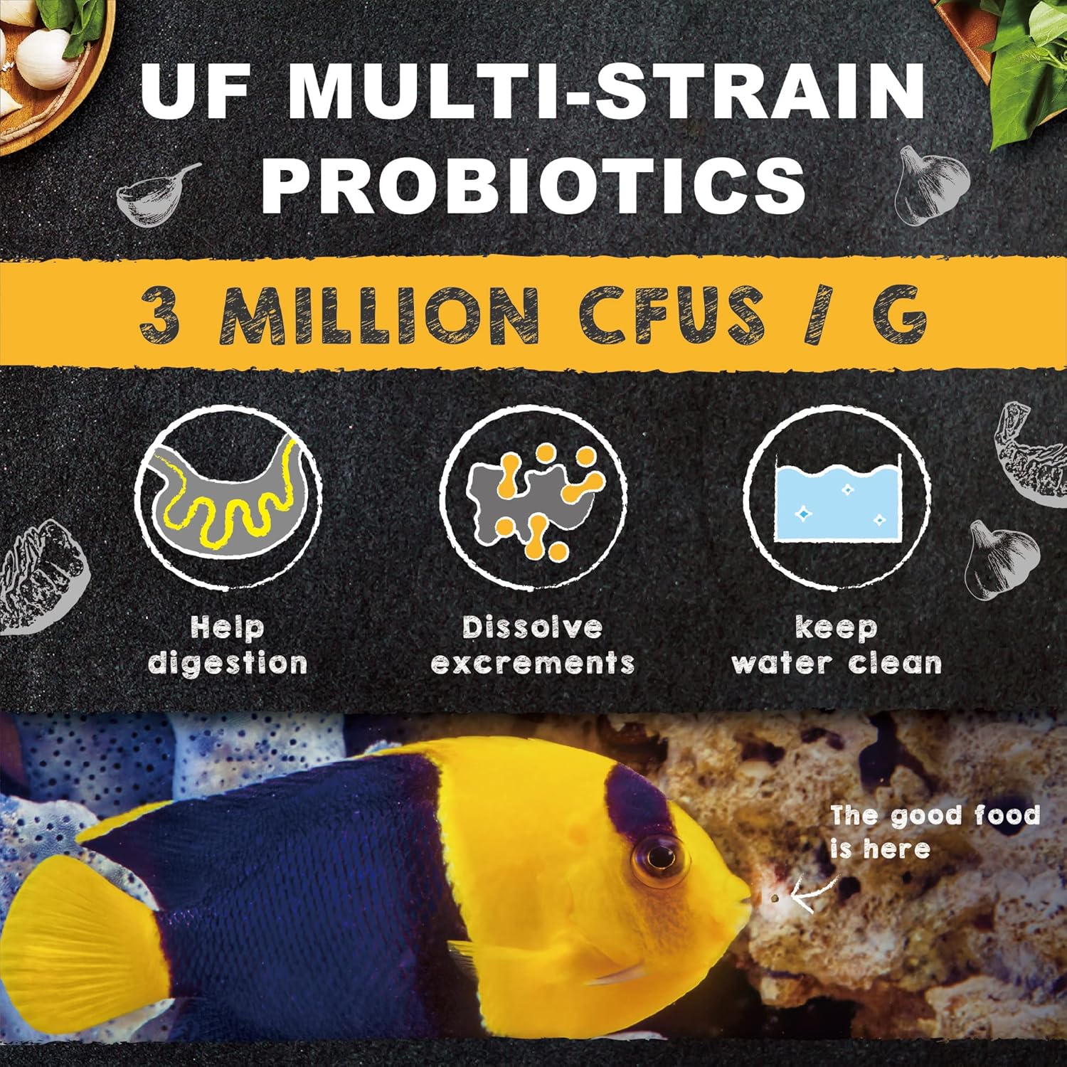 Ultra Fresh Marine Fish Food, 75% Sword Prawns + Squids, Natural Protein, Color Enhancement, for Small Saltwater Fish, Marine Shrimp Patties S 4.56oz