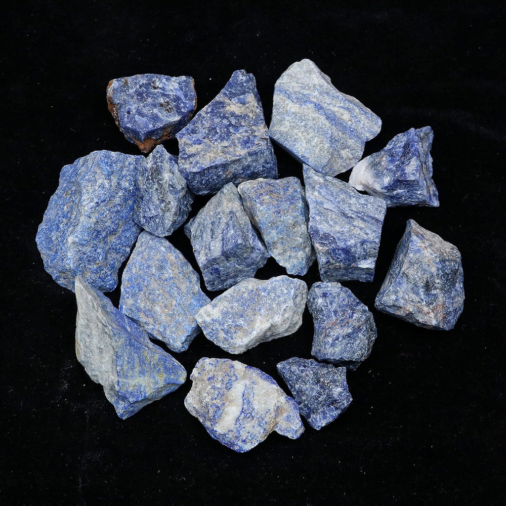 Crocon 1LB Sodalite Rough Bulk Natural Stone Raw Gemstone Tumbling Cabbing Polishing Mining Chakra Balancing Reiki and Crystal Healing Good Luck Home Office Decor