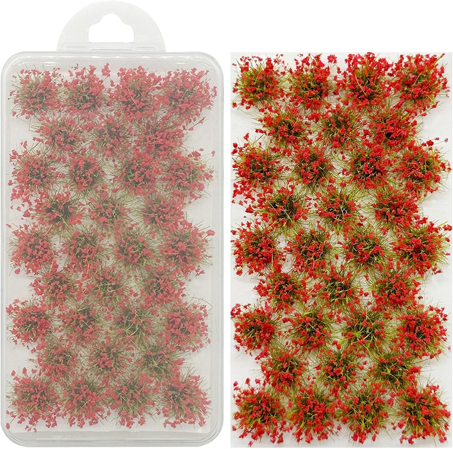 Woohome Static Grass Tuft Model Gras s Tufts, 32 PCS Railway Artificial Grass Red Bushy Tuft Flower Cluster Vegetation Groups for DIY Architecture Building Model Train Landscape Railroad Scenery