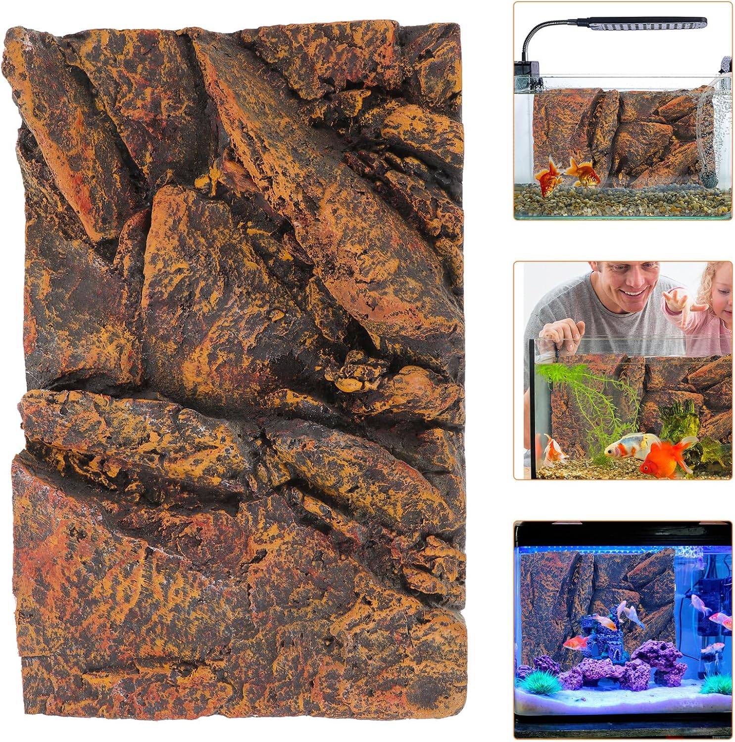 GANAZONO Reptile Tank Background Board for Fish Turtle Aquariums Lightweight Decorative Backdrop with Vibrant Colors and Detailed Stone Design Suitable for Terrariums and Aquarium