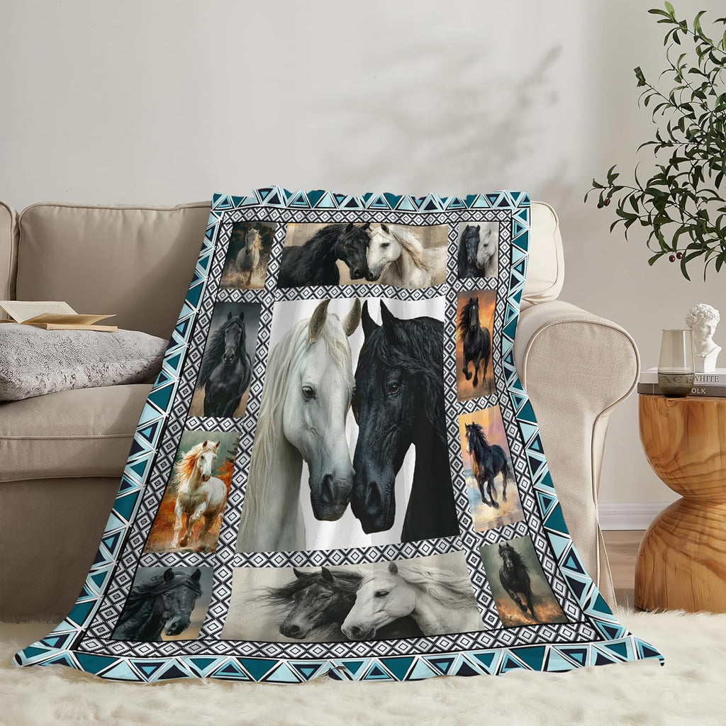 Horse Throw Blanket Horse Stuff Gifts for Kids Girls Boys Adults Women Men Soft Cozy Warm Plush Fluffy Fuzzy Fleece Blanket Decor 60''X80''