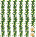Artflower 6 Pack Artificial Eucalyptus Garland with Lights, 5.9Ft/pcs Faux Eucalyptus Vines Greenery Garland Fake Plant for Wedding Backdrop Arch Wall Decor, Grey Green