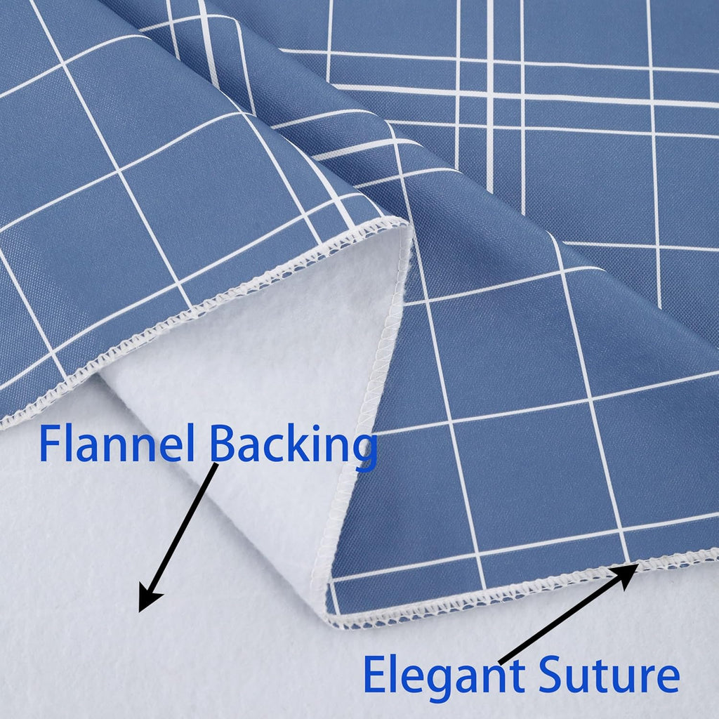 Heavy Duty Vinyl Tablecloth with Flannel Backing Waterproof Oil-Proof Plastic Table Cloth Stain-Resistant Wipeable Rectangle or Square Table Cover for Indoor and Outdoor (Blue Grid，60x102 Inch)