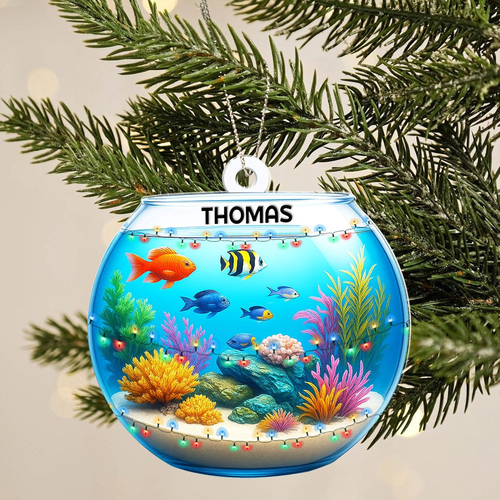 Personalized Aquarium Fish Tank Ornament, Fishes Christmas Ornament, Underwater Aquarium Ornament, Aquarium Decorations for Fish Tank, Gift for Ocean Lovers, Scuba Divers (FT10)