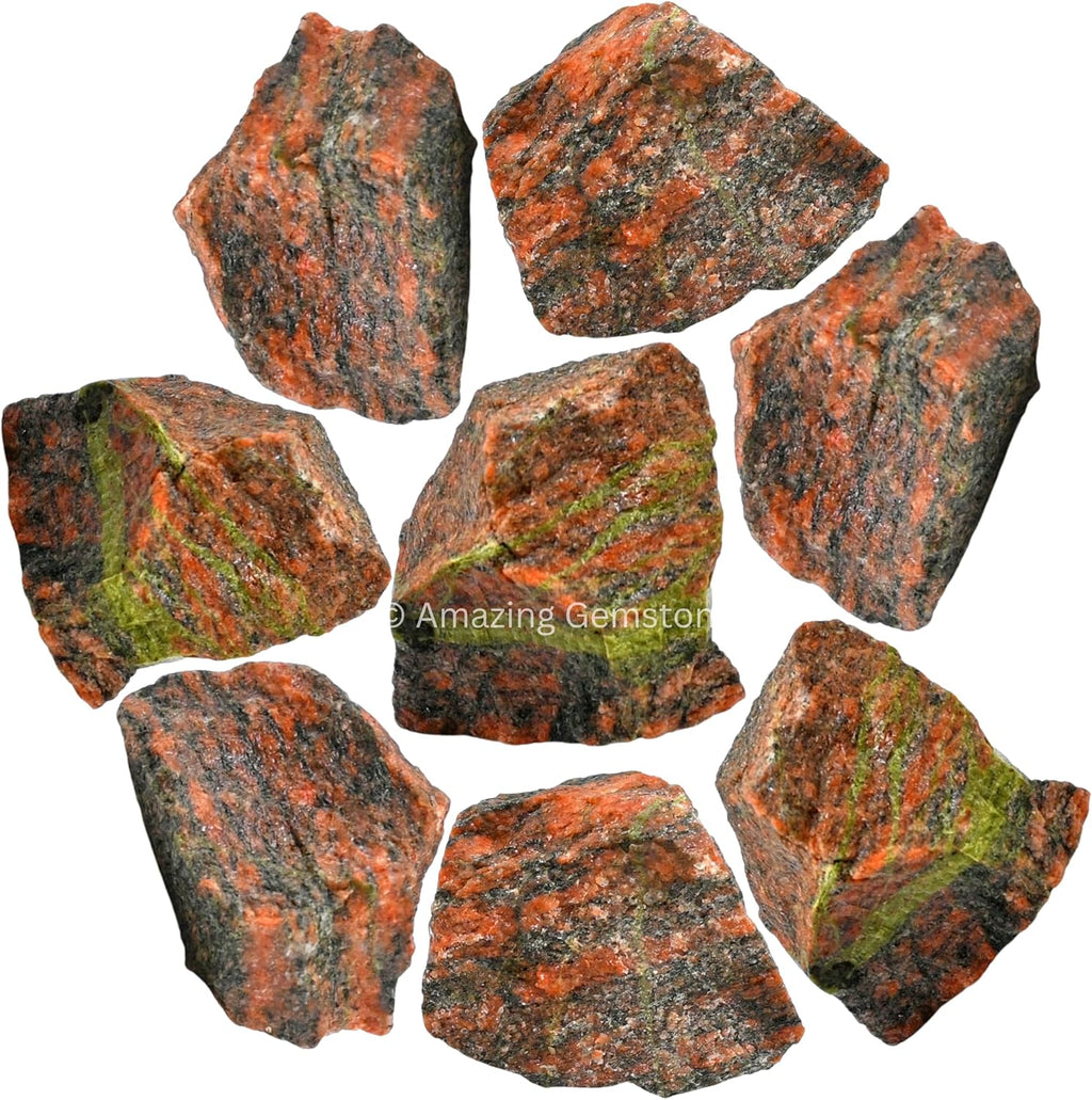 Amazing Gemstone Unakite Jasper Raw Crystals and Healing Stones, Natural Rocks for Tumbling and DIY Raw Stones and Crystals (1 lb)