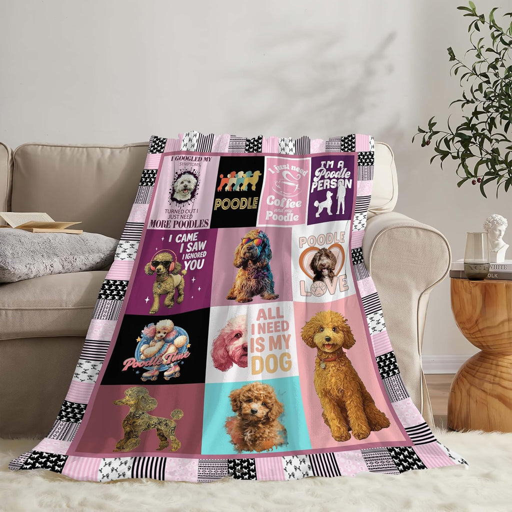 Poodle Throw Blanket Poodle Puppy Stuff Gifts for Dog Lover Kids Girls Boys Adults Women Men Soft Cozy Warm Plush Fluffy Fuzzy Fleece Blanket Decor 60''X80''