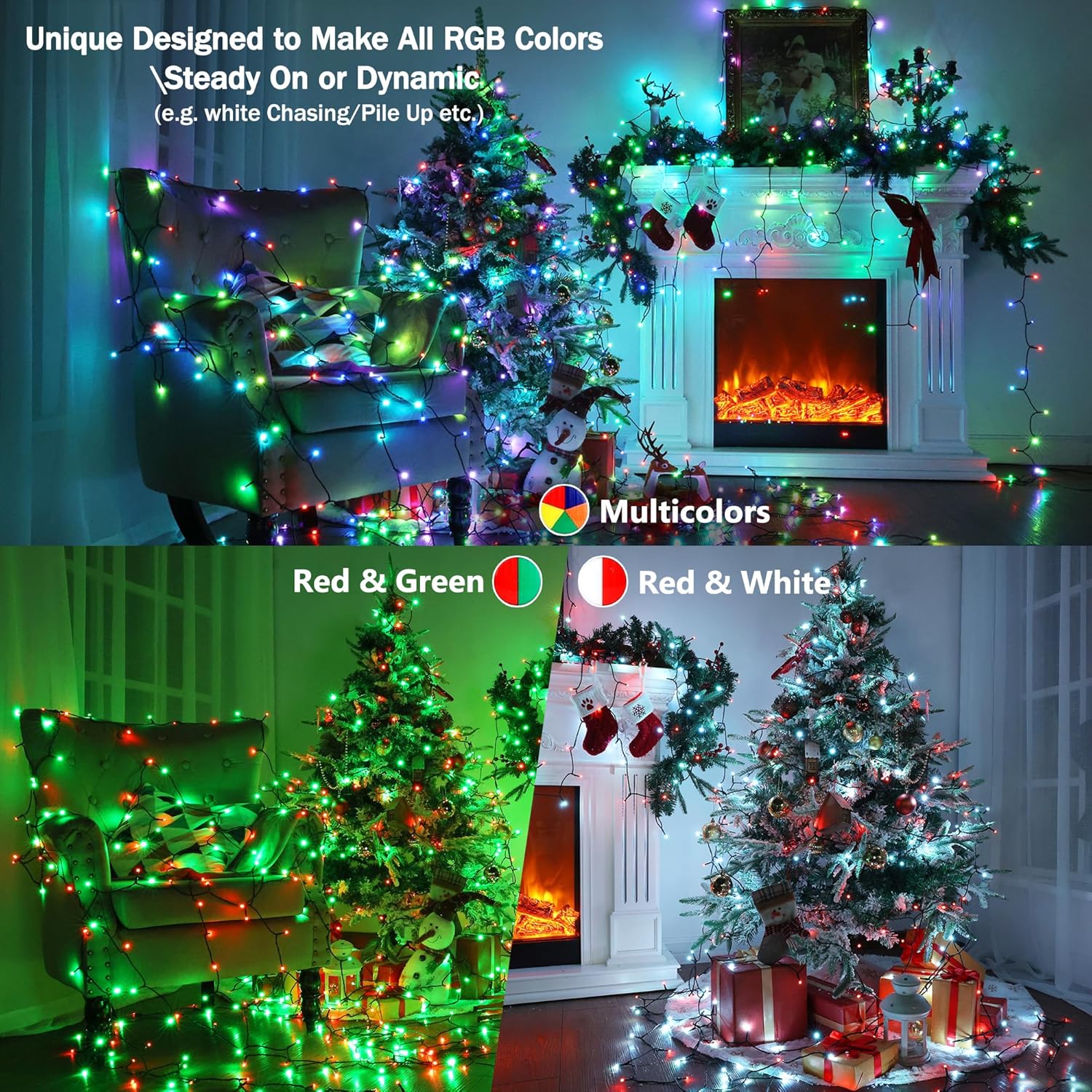 BrizLabs RGB Christmas Lights, 33FT 100 LED Color Changing String Lights with Remote, Dimmable Mini Xmas Light, USB Decorative Light String for Xmas Halloween Mardi Gras Tree Holidays Party Decor