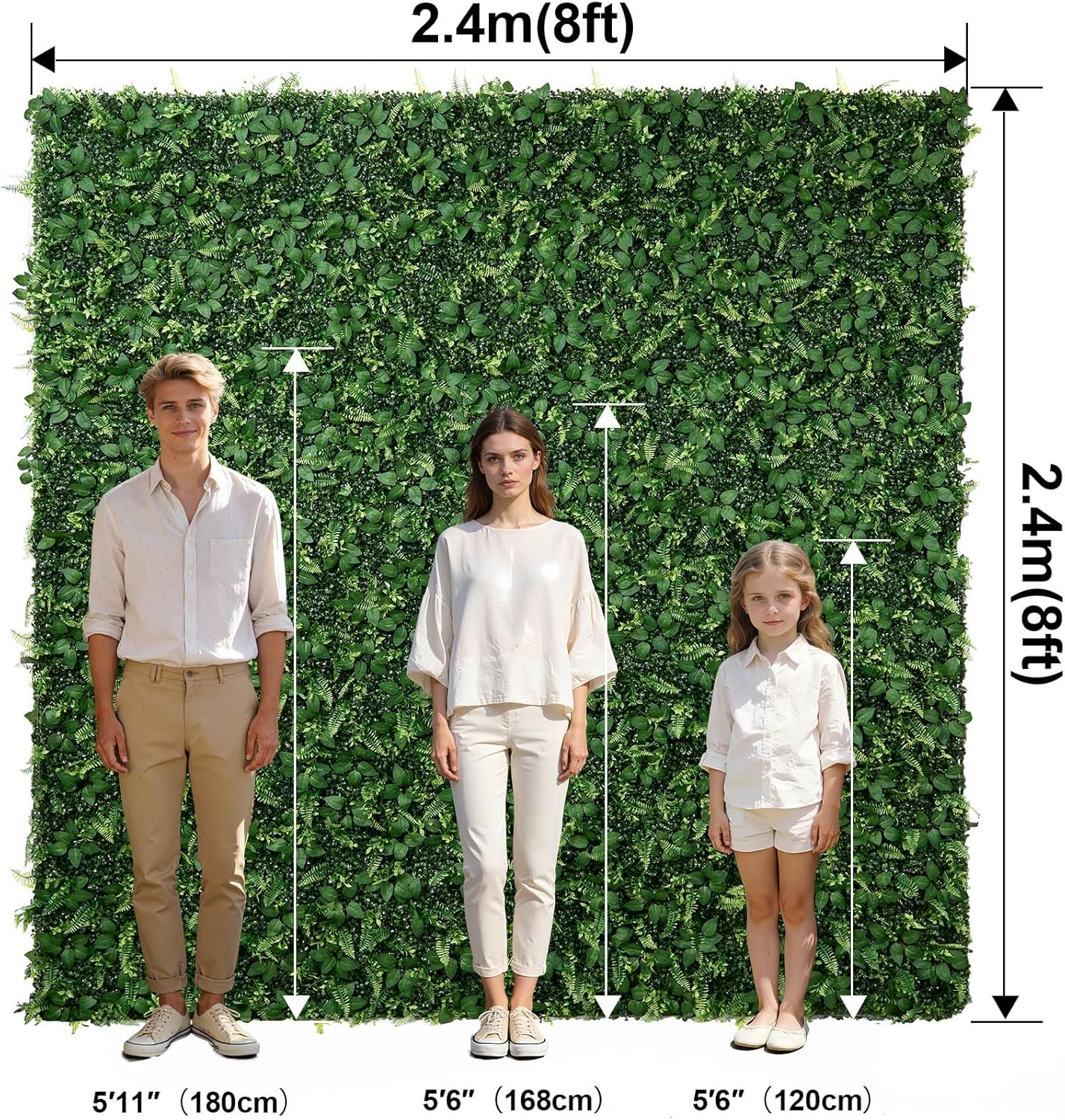 Artificial Flower Wall 8x8ft Green Grass Backdrop for Wedding, Baby Shower, Party, Birthday & Home Decor, Easy & Quick Assembly (Greenery)
