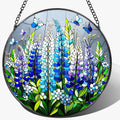 8-Inch Stained Glass Ornament, Stained Glass Window Hanging, Window Hanging Decor Suncatcher, Texas Bluebonnet Ornament | Christmas, Mother's Day, Birthday | Gifts for Mom, Garden Gifts for Friends