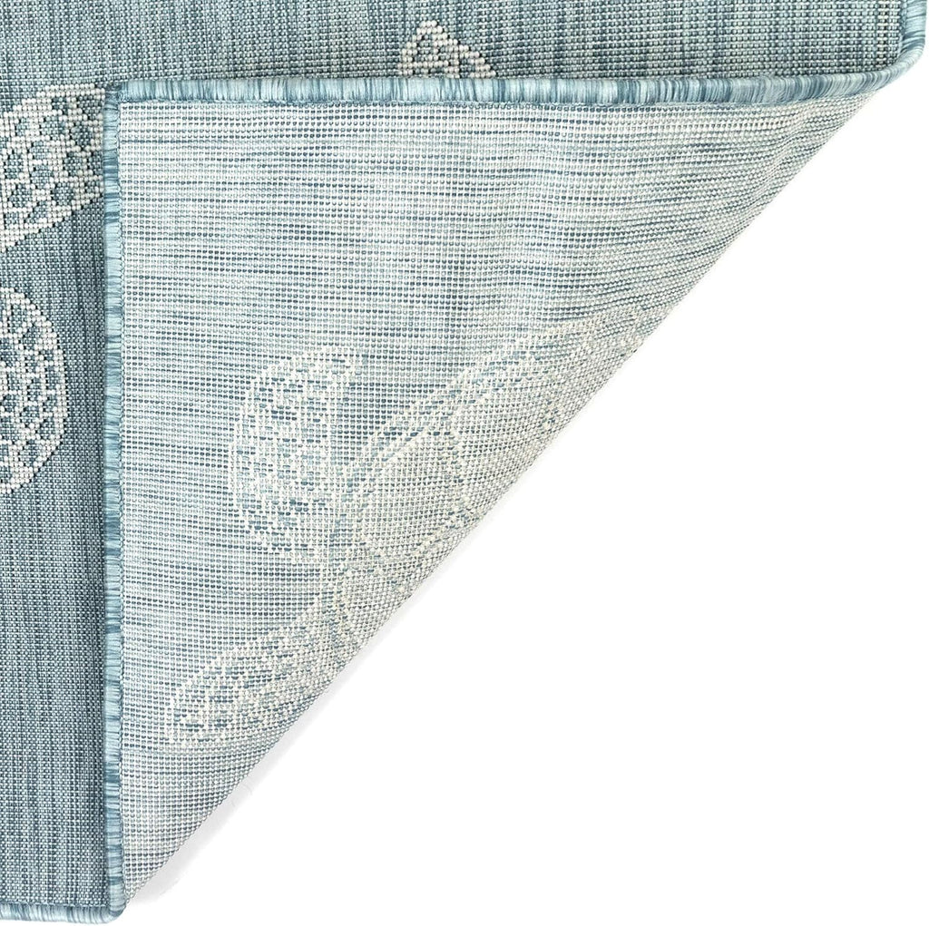 Liora Manne CARMEL Indoor/Outdoor Power Loomed Synthetic Blend Low Profile Area Rug - Transitional Coastal Turtle Decorative (Seaturtles Aqua) (7'10" Round)