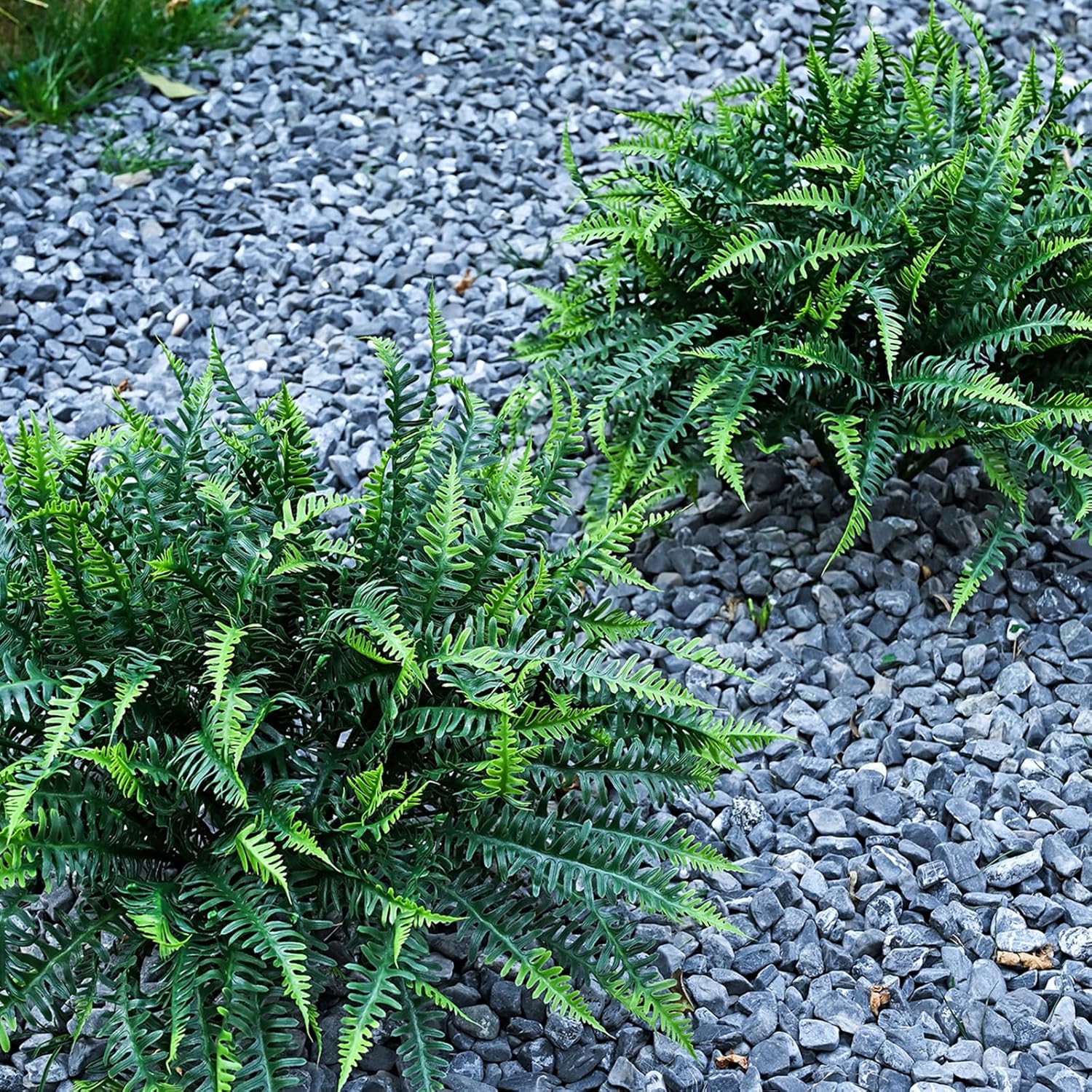 UV-Resistant Artificial Plants Faux Ferns – Certified Fade-Proof Outdoor Decor – Realistic Green Leaves Fake Greenery for Patio, Planters Front Porch Garden, and Landscaping 16 Bundles