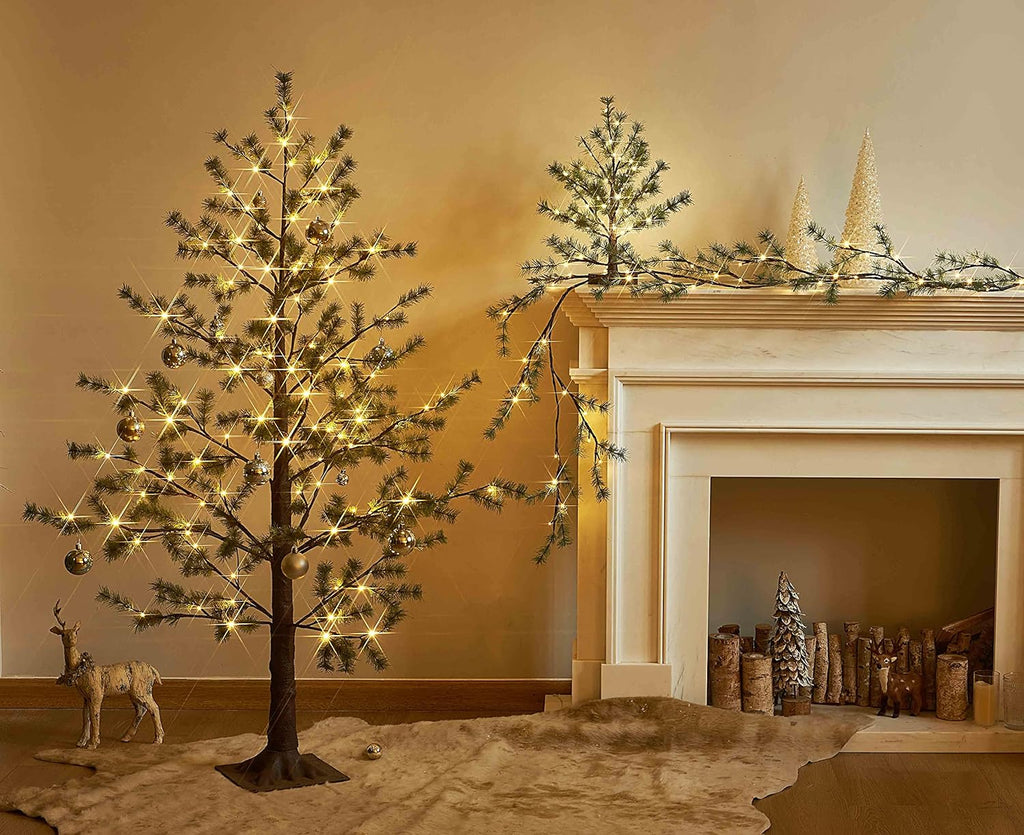 Hairui Lighted Christmas Pine Tree 6FT 126 LED for Indoor Outdoor Home Room Fireplace Porch Christmas Decoration
