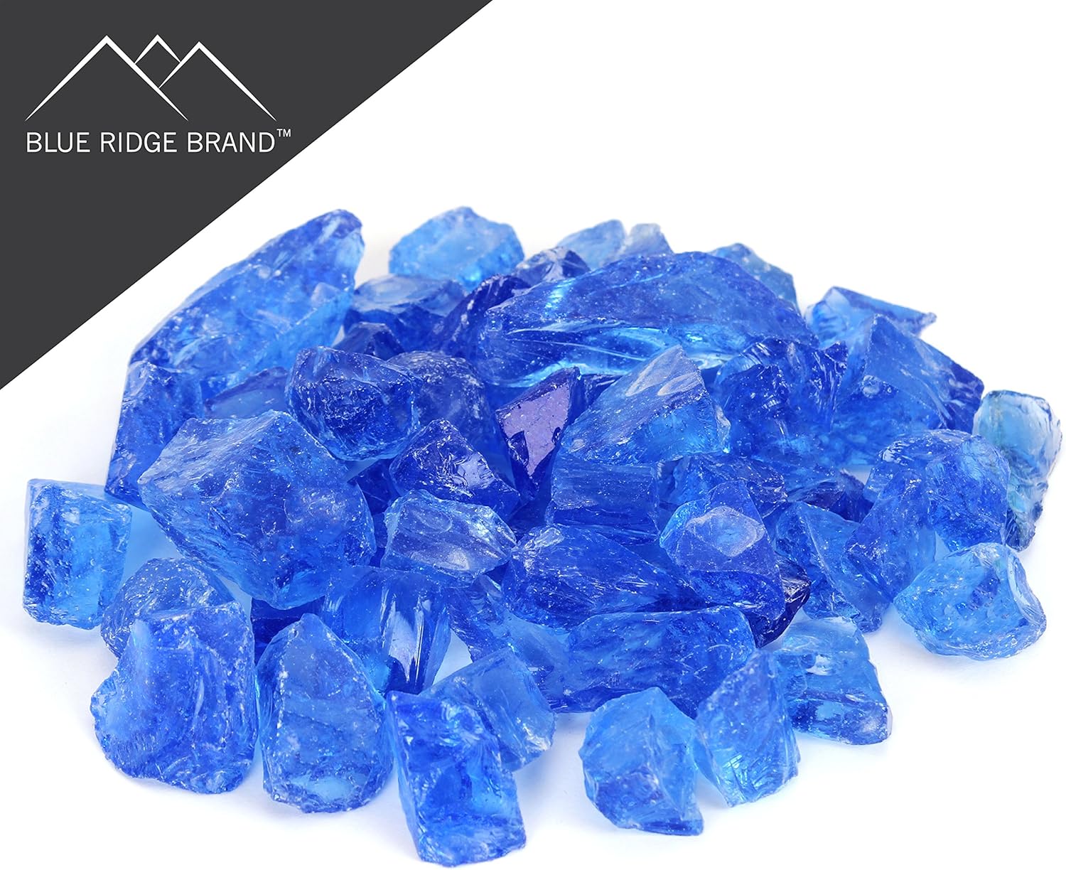Fire Glass - Glass Stones for Fire Pit & Fireplace - Sky Blue (10 Pound)