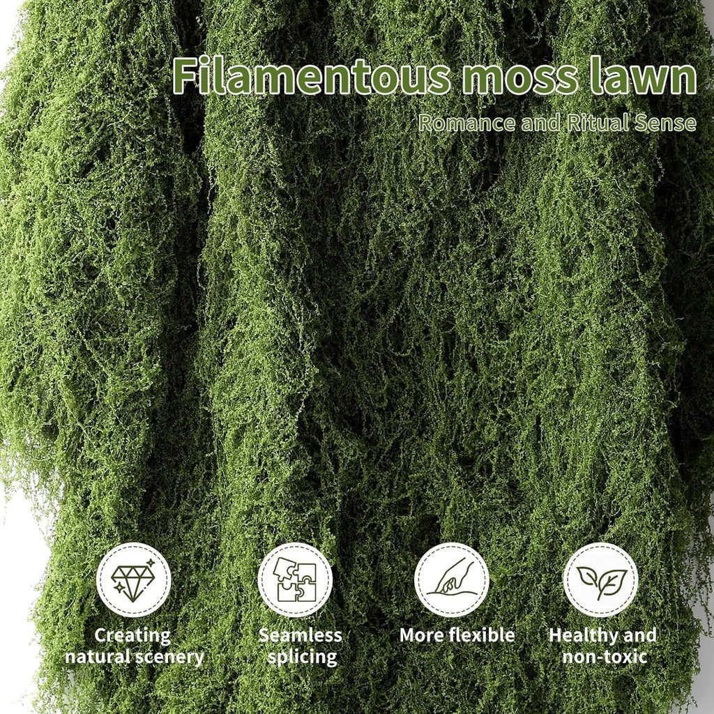 Artificial Green Moss Mat for Decoration Carpet Grass Wall, Natural Preserved Moss Mat, Green Moss Sheets for Crafts Woodland Decor Garden Party Decorations Wall Art DIY Project (19.68*19.68 inch)