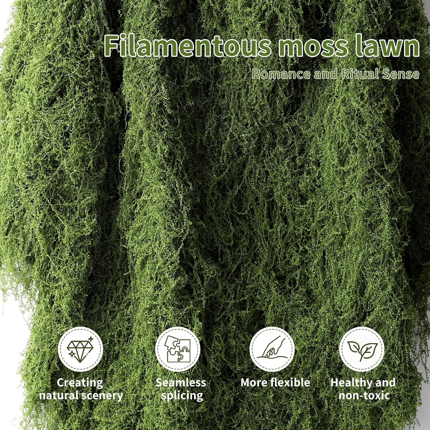 Artificial Green Moss Mat for Decoration Carpet Grass Wall, Natural Green Decorative for Plants Indoor with Base Fabric, Artificial Moss Mat suitable for DIY projects (Green- 19.68*19.68 inch)