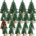 Libima 20 Pieces Tabletop Mini Christmas Tree 15.7" 11.8" 7.9" Artificial Green Xmas Pine Tree Christmas Decorations for Home Miniature Trees with Linen Base for Dining Kitchen Desk Home