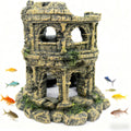 Round Roman Column Ruins Aquarium Decor, European Castle Fish Tank Hideout Rock, Antique Resin Ornament