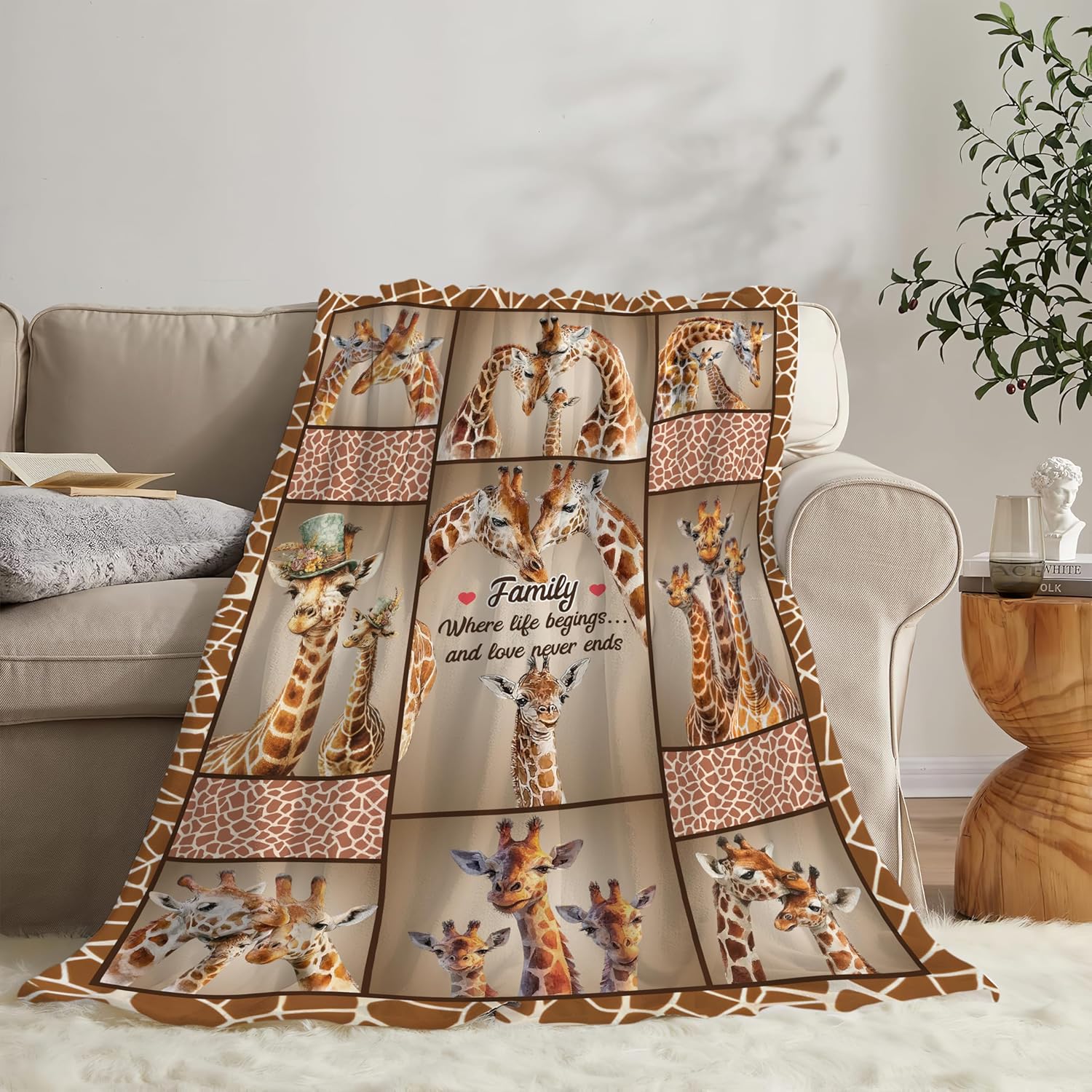 Giraffe Throw Blanket Giraffe Stuff Gifts for Kids Girls Boys Adults Women Men Soft Cozy Warm Plush Fluffy Fuzzy Fleece Blanket Decor 60''X80''