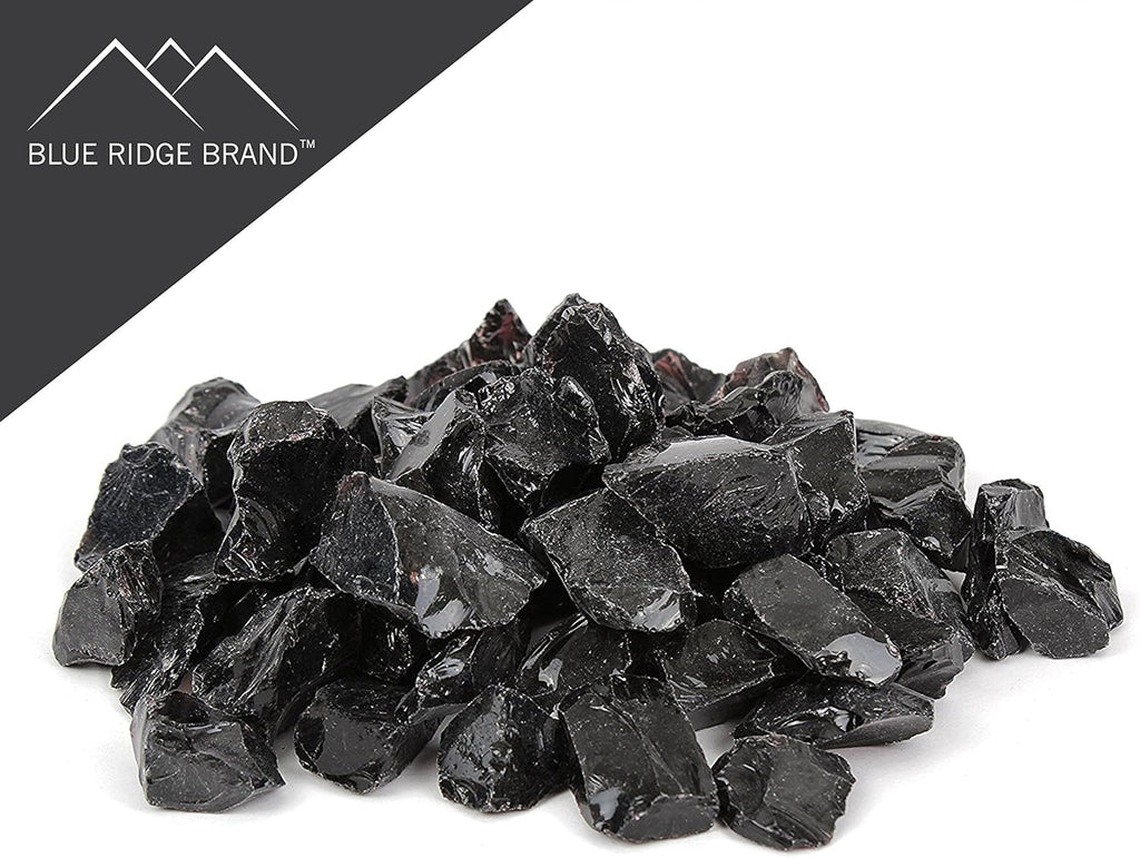 Fire Glass - Black Glass Stones for Gas & Propane Fire Pits & Fireplaces (20 Pound)