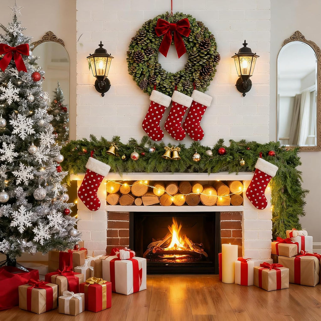 2 Pack Norfolk Pine Garlands 6FT Christmas Garland for Mantle Lush Realistic Artificial Greenery Garland for Fireplace, Stair, Wall, Table Centerpieces, Home Christmas Decor