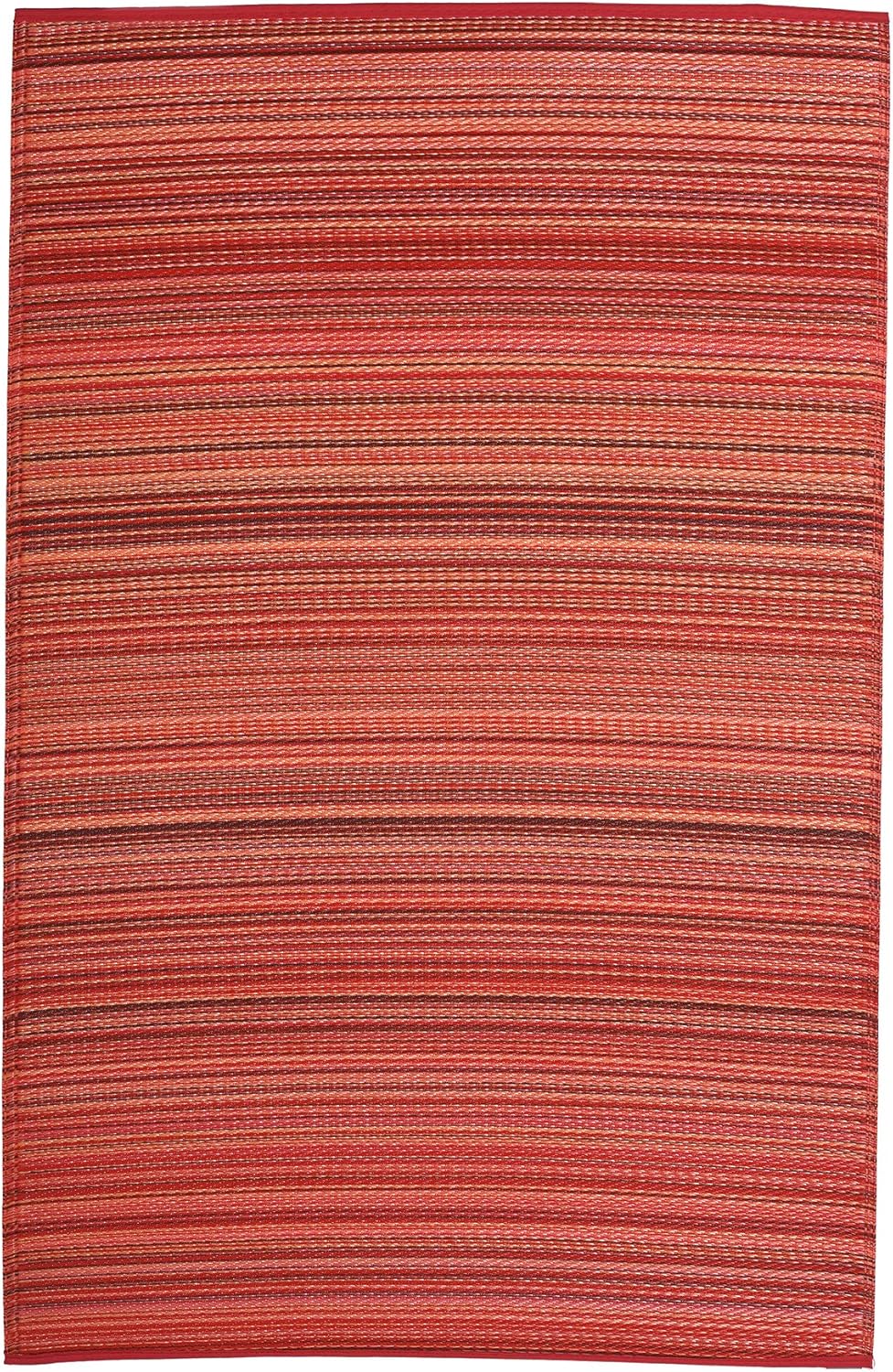 Fab Habitat Striped Outdoor Rug - Waterproof, Fade Resistant, Crease-Free, Reversible - Premium Recycled Plastic - Patio Porch Balcony Deck - Cancun Sunset - 8x10 ft