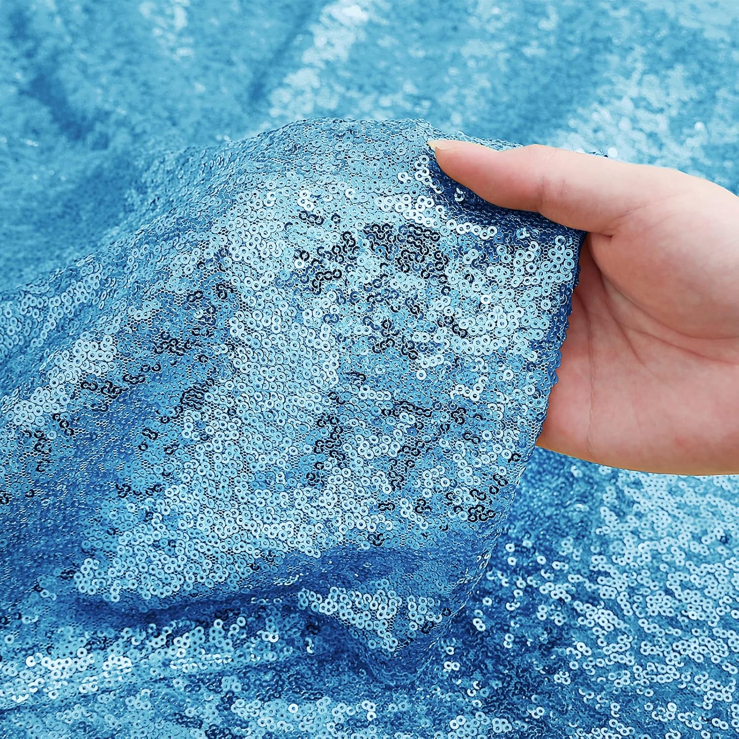 Sugargirl Turquoise Sequin Backdrop Curtain 4 Panels 2FTx8FT Glitter Turquoise Background Drapes Sparkle Photography Backdrop for Party Wedding Birthday Wall Decoration