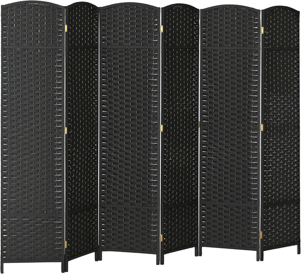 HOMCOM Room Divider, 6 Panel Folding Privacy Screen, 5.6' Tall Freestanding Wall Partition for Home Office, Bedroom, Black