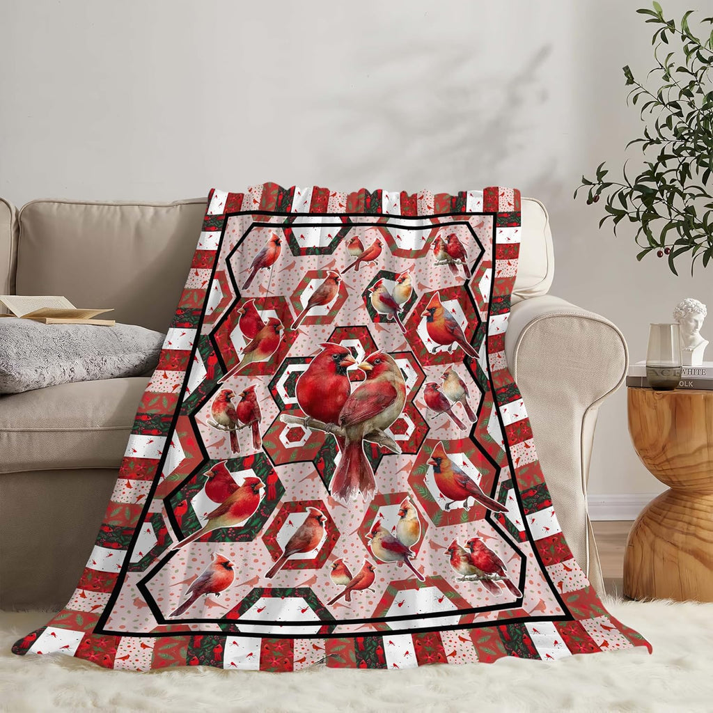 Cardinal Throw Blanket Red Bird Cardinal Stuff Gifts for Kids Girls Boys Adults Women Men Soft Cozy Warm Plush Fluffy Fuzzy Fleece Blanket Christmas Decor 60''X80''