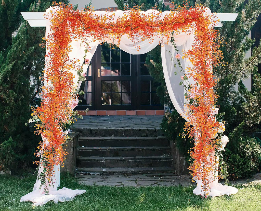 RECUTMS Artificial Hanging Plant 2Pcs 5.6Ft Fall Garland Plant Greenery Faux Ferns Leaves Fake Ivy Garland for Home Indoor Outdoor Wedding Table Centerpiece Party Garden Decor(Orange)