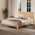 Merax Mid Century Full Bed Frame with Headboard, Bamboo Wood Full Size Platform Bed Frame with Wood Slat, Heavy Duty Steel Center Beam for Support, Under Bed Storage, No Box Spring Needed, Natural