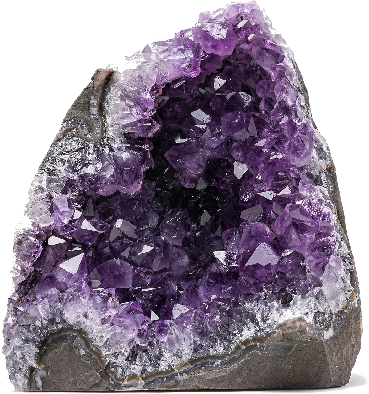 Natural Amethyst (0.5 lb to 1 lb) - 3" to 4.5" Height - Crystal Clusters Stone from Uruguay Raw Geode Quartz - Deep Purple Color