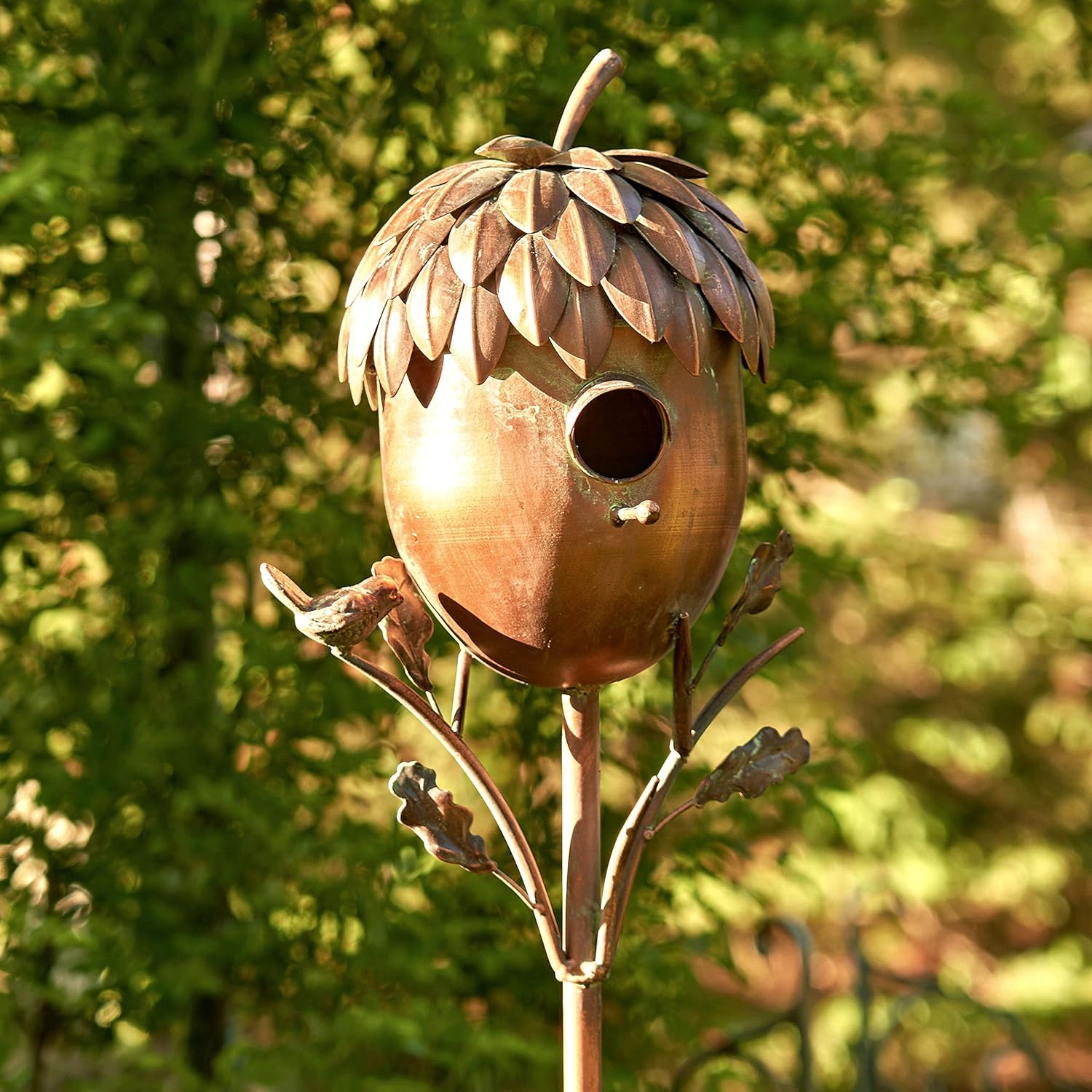 Copper Colored Birdhouse Garden Stakes (Acorn)