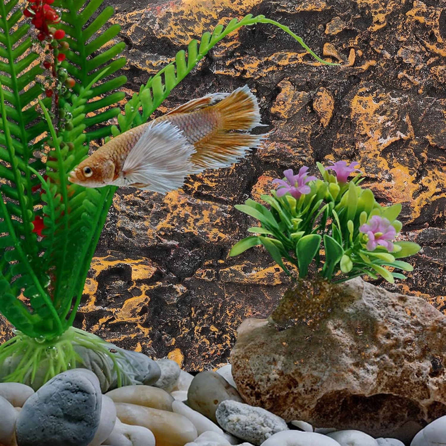 Rock Terrarium Background 3D - Reptile Tank Background Decorative Backdrop for Bearded Dragons Lizard Gecko Spider Chameleon Turtle Fish