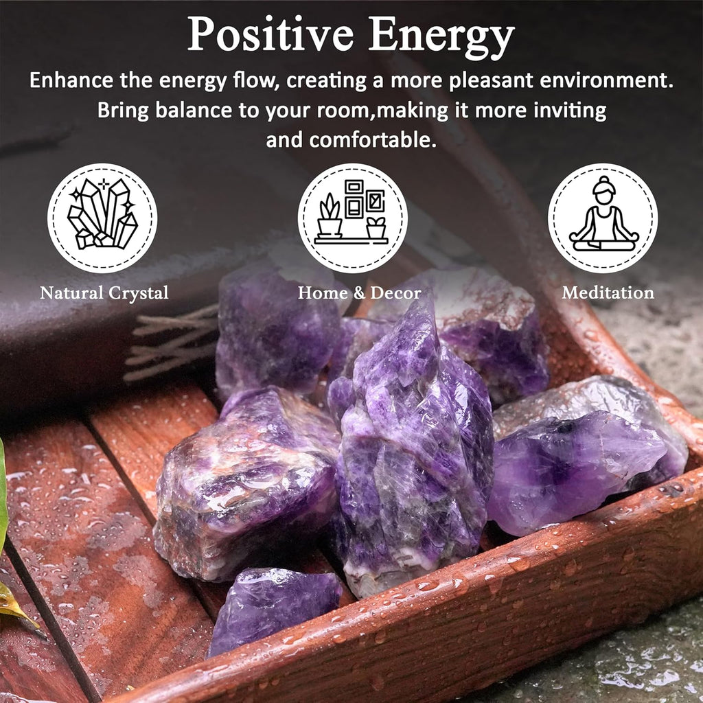 Crocon 2LB Amethyst Rough Bulk Natural Stone Raw Gemstone Tumbling Cabbing Polishing Gem Mining Chakra Balancing Reiki Healing Good Luck Home Office Decor