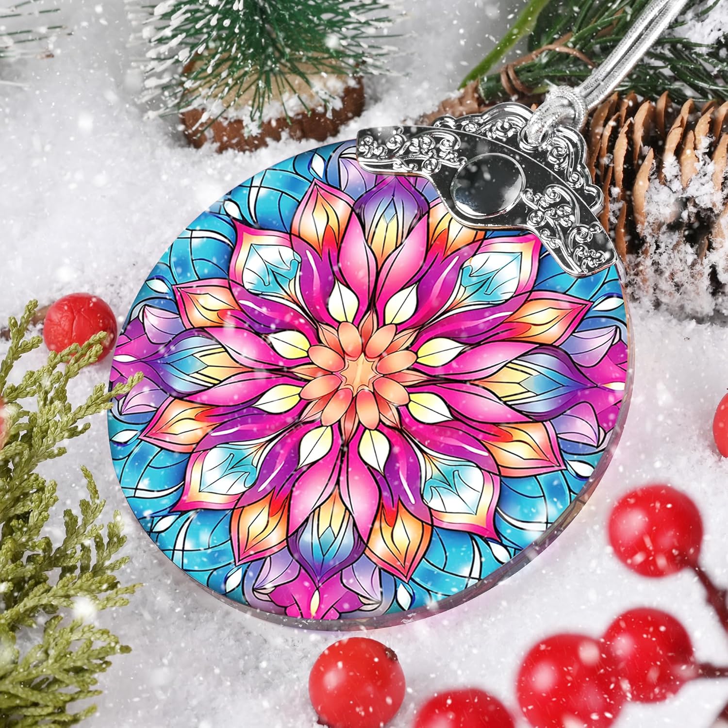 Lotus Flower Christmas Ornament - Hanging Decor & Suncatcher - Gifts for Lotus Lovers