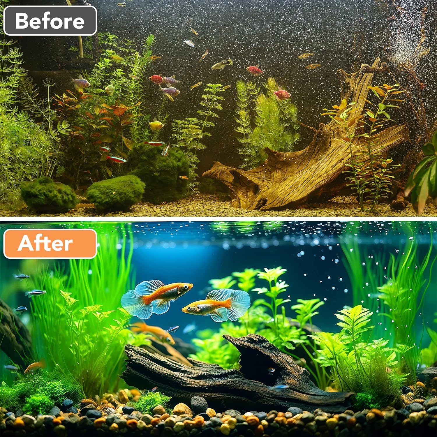 WDEFUN Aquarium Filter Media, 300 ml 2 Packs with Free Mesh Bag Organic Filtration Resin, Remove Driftwood Tannins Suitable for Freshwater and Saltwater Fish Tank