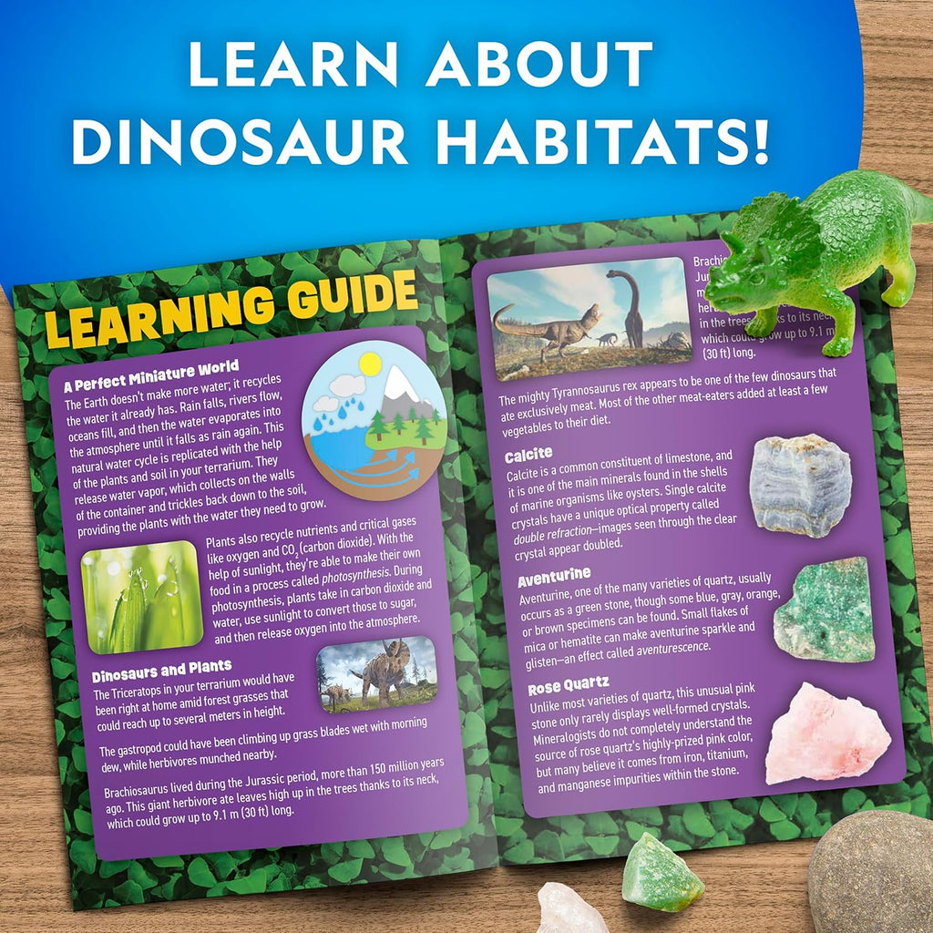 National Geographic Dinosaur Terrarium Kit for Kids – Multicolor Light-Up Terrarium, Build a Dino Habitat with Real Plants & More, Science Kit, Dinosaur Toys for Kids
