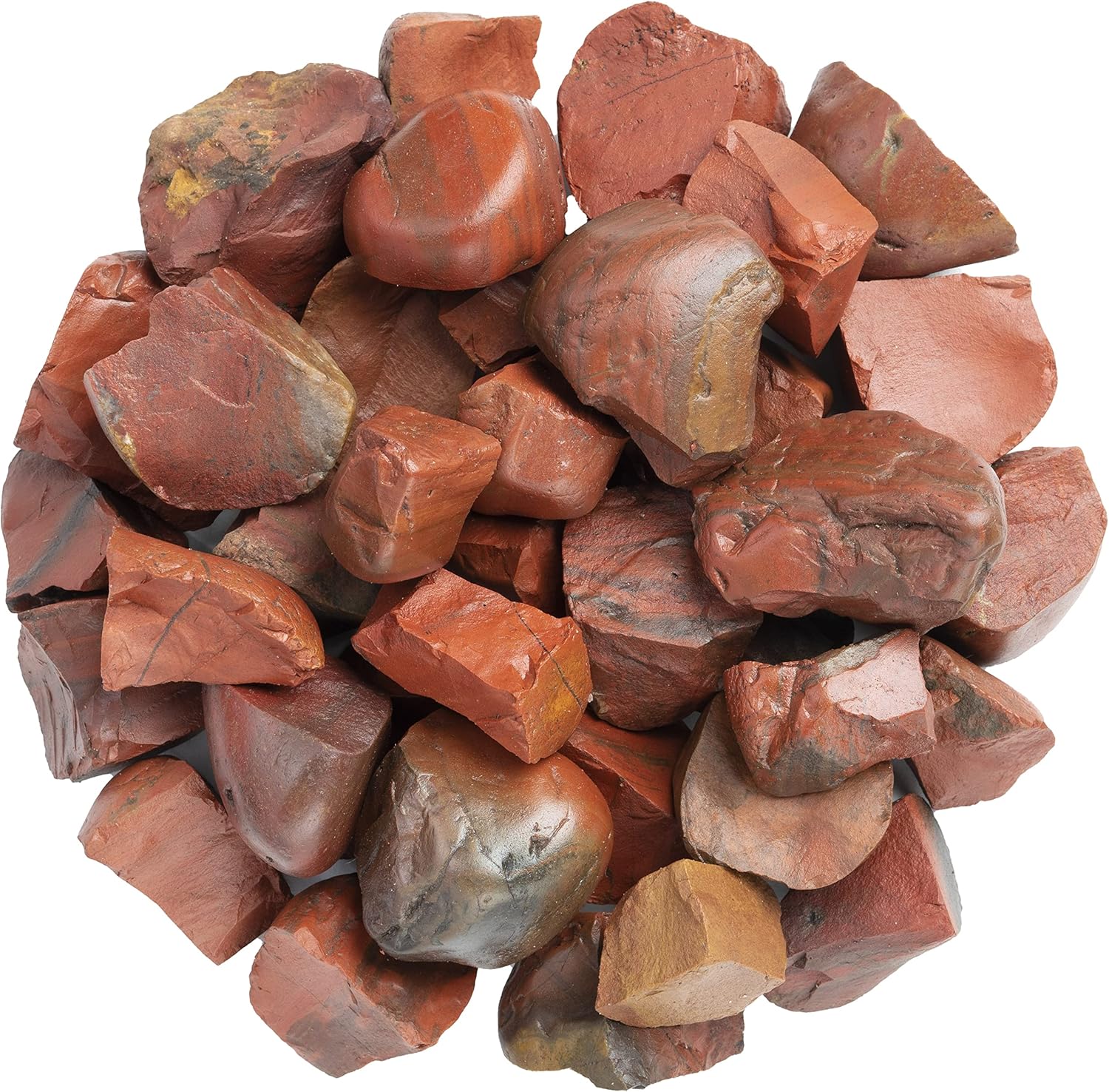 Crocon 2LB Red Jasper Bulk Raw Rough Rock Natural Stones Tumbling Cabbing for Chakra Stone Balancing Reiki Healing Good Luck Spiritual Home Interior Office Décor