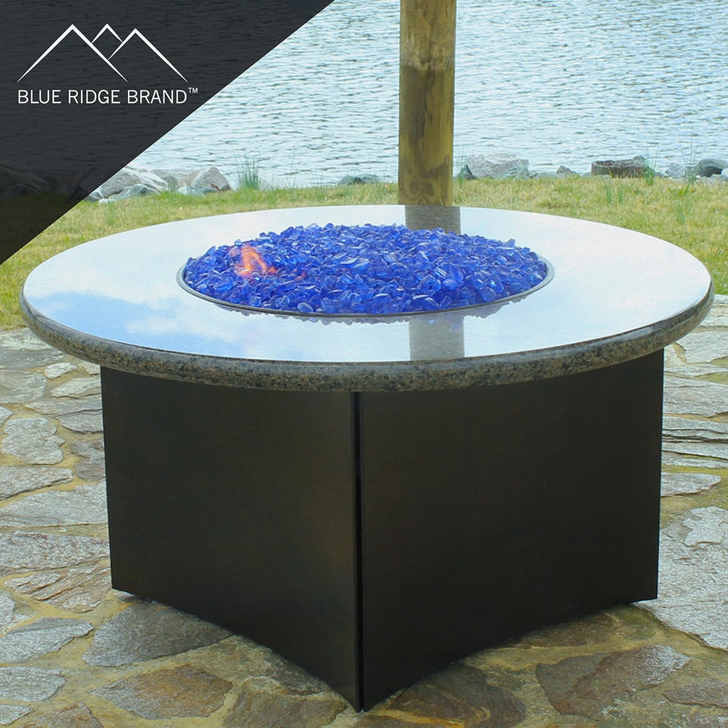Sky Blue, Clear, Amber Fire Pit Glass - Fire Glass for Fire Pit - Firepit Glass Rock - Glass Stones - Fire Pit Glass Rocks - Gas & Propane Fire Pit & Fireplace Glass (20 Pound, Serenity)