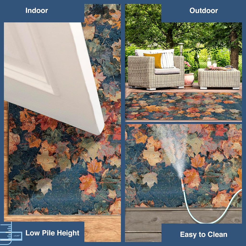 Liora Manne Marina Low Profile Durable Indoor/Outdoor Woven Rug- Fall in Love Multi 7'10" x 9'10"
