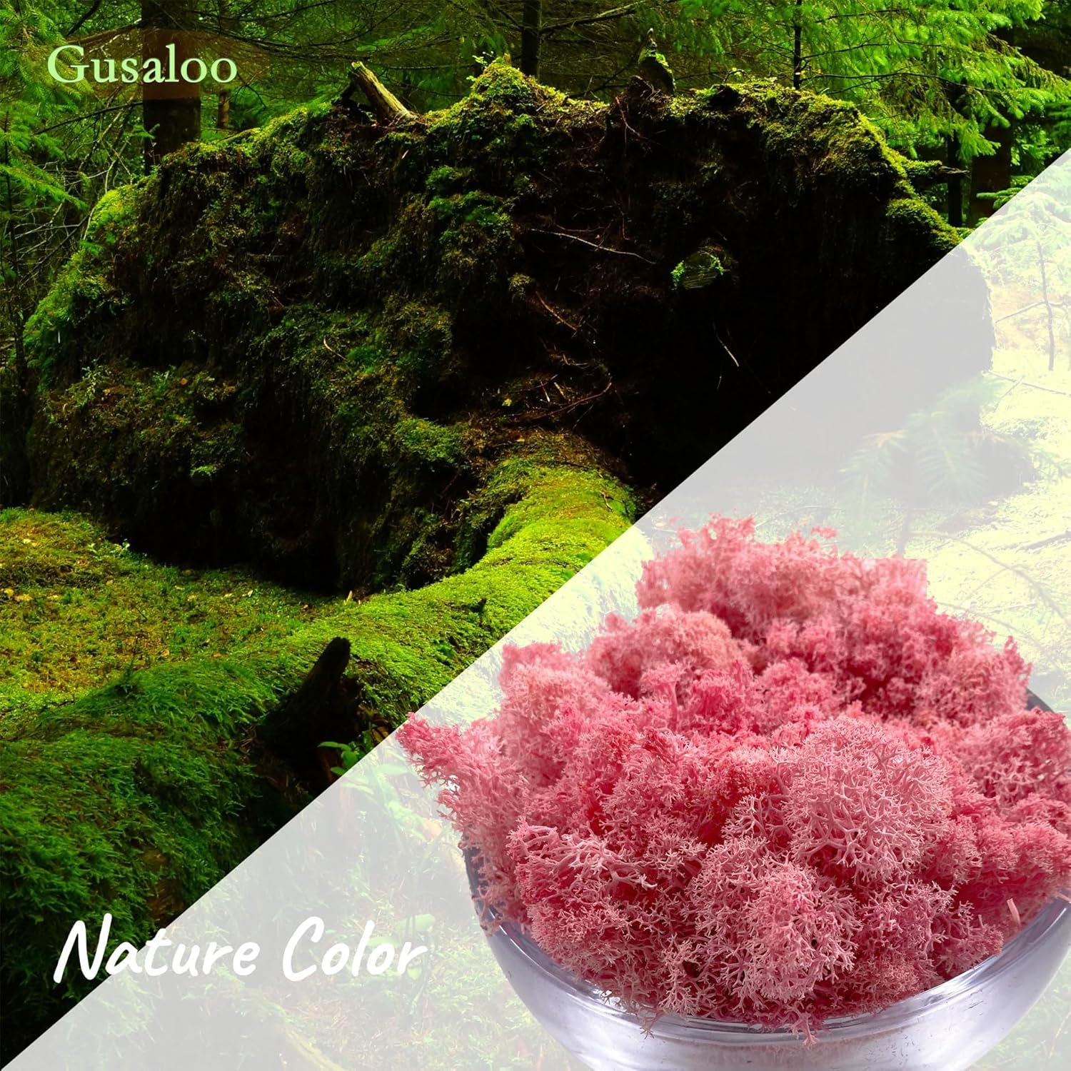 Moss Preserved Moss for Potted Plants Natural Fresh Green Reindeer Moss for Craft Arts Floral Wall Decor Decor Wedding Centerpieces Garden Artificial Terrariums Decoration for Christmas-Light Pink