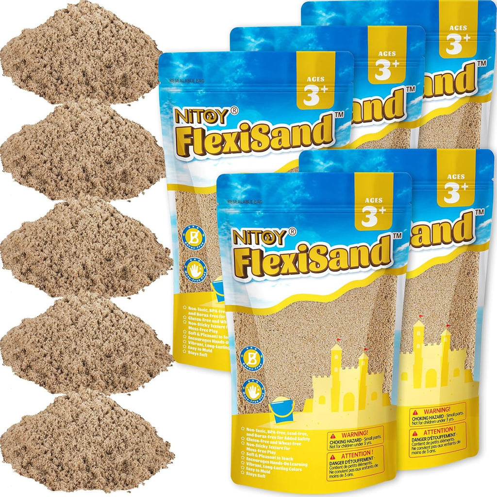 NiToy FlexiSand 11 lbs Moldable Self-Sticking Sand, Never Dries Out Fun for 3 Years and Up Kids Bulk Refill for Sensory Sand Box Toys, Ideal for Shaping, Squeezing, Scooping and Rolling (Dark Yellow)
