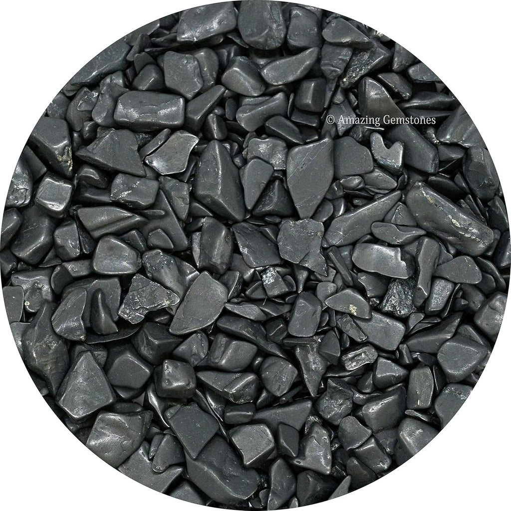Amazing Gemstone Shungite Crystal Chips Aquarium Gravel Rocks - Shungite Chips Bulk Fish Tank Gravel, Small Tumbled Stone Chips and Tiny Crystals for Decoration (Natural AAA Grade) (1000+ Carat Chips)