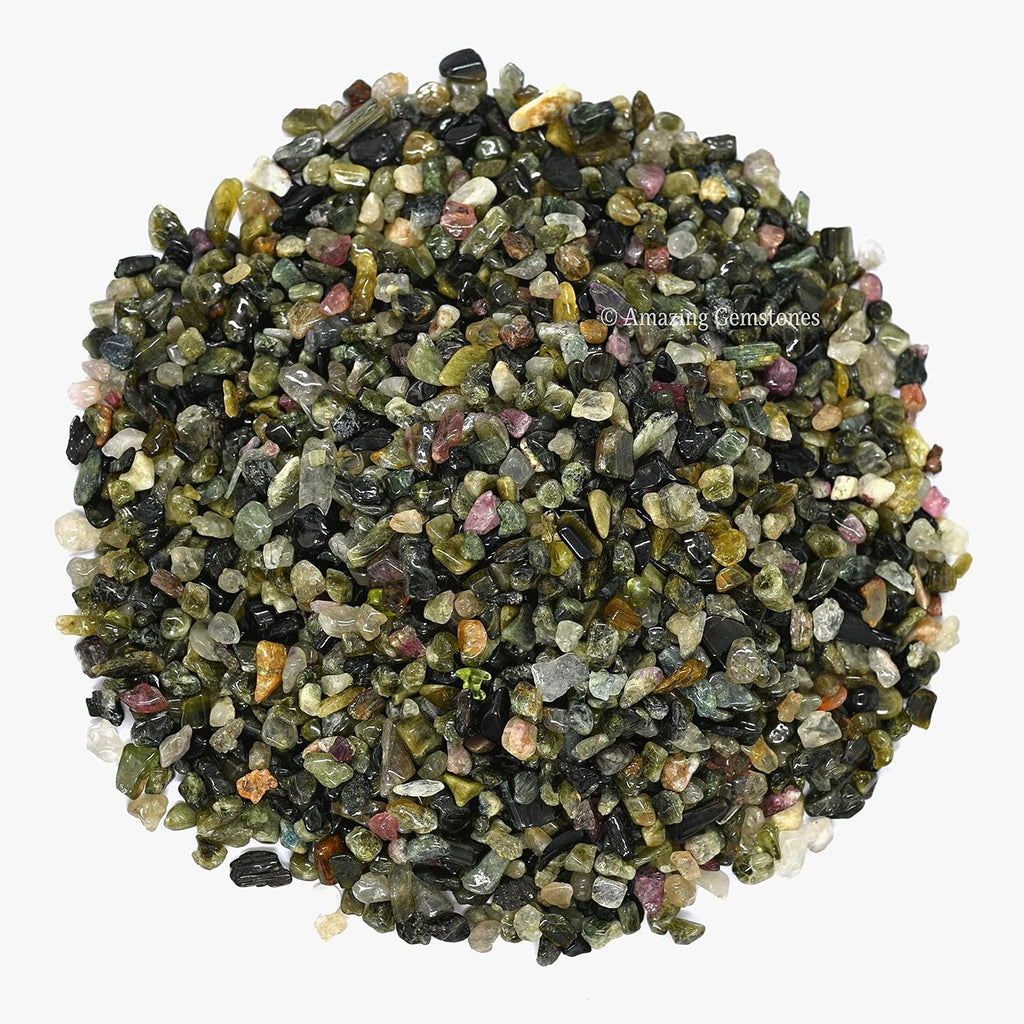 Amazing Gemstone Multi Tourmaline Crystal Chips Aquarium Gravel Rocks - Bulk Fish Tank Gravel, Small Tumbled Stone and Tiny Crystals for Decoration (Natural AAA Grade Gemstones)