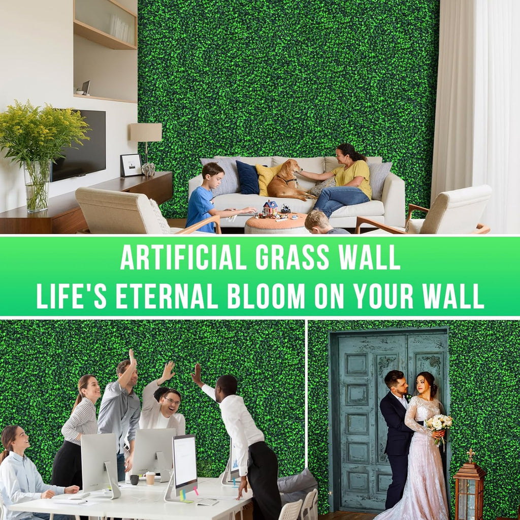 20"x20" Grass Wall,24PCS Artificial Boxwood Panels Cover 66.67SQFT,4 Layers Plant Wall, Greenery Backdrop,Privacy Hedge Screen,Green Panels Decor for Outdoor Garden and Indoor Home Wedding