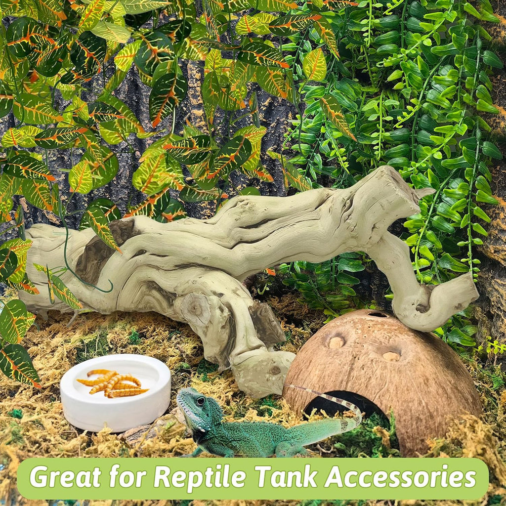 VCEPJH 4 Pcs Reptile Plants, Climbing Wood Branch Terrarium Hanging Fake Plant Leaves Bearded Dragon Tank Accessories, Habitat Decor for Snake Leopard Gecko Lizard Chameleon (Style 3)