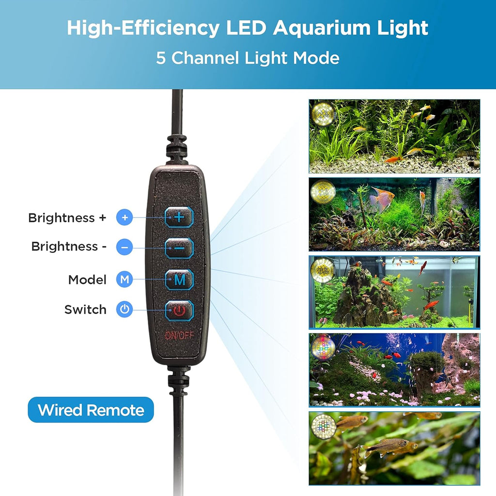 Lominie LED Aquarium Light, Remote Control 80W Planted Fish Tank Light Asta120 Clamp Clip Lamp for Freshwater Refugium Algae Fish Tank with Gooseneck (F120 80W Freshwater)
