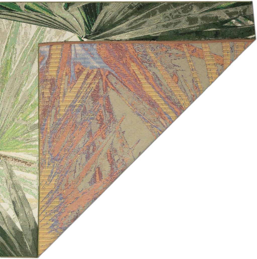 Liora Manne Marina Indoor/Outdoor Power Loomed Synthetic Blend Low Profile Area Rug - Transitional Graphic Botanical Beach Colorful (Palm Fan Green) (7'10" x 9'10")