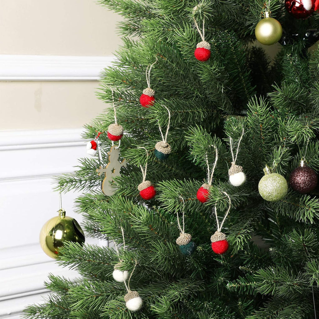 Boao 18 Pcs Felt Acorn Ornaments Christmas Wool Pom Acorn Ball Decor Hanging Pine Cone Garland with 32.8 ft Rope for Tree Fall Thanksgiving Woodland Farmhouse Mantel Wall Decor